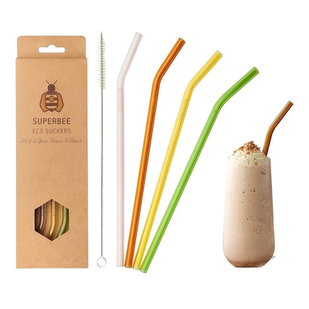 SuperBee ECO Suckers Glass Straw Set